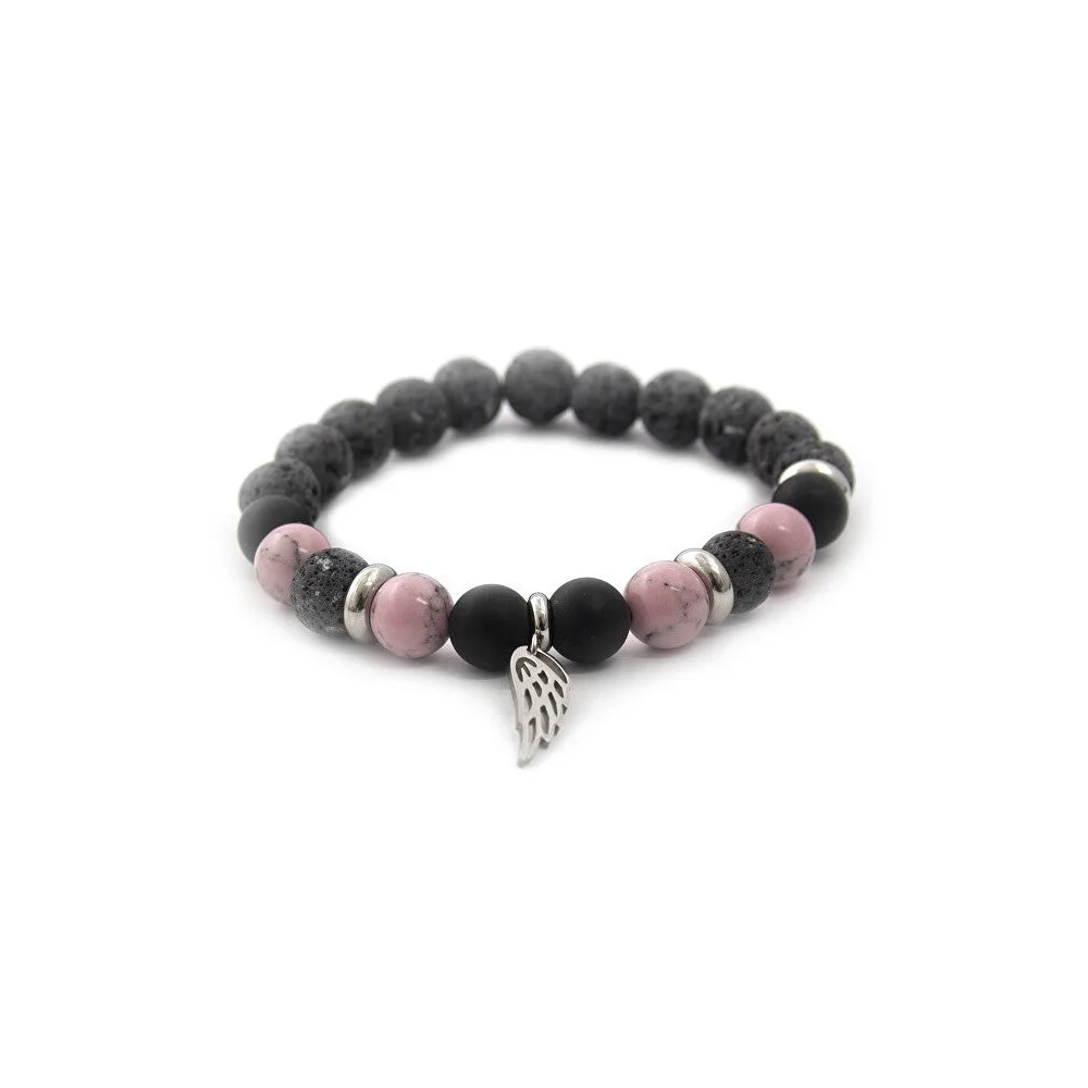 Agato Bracciale pietra lavica, howlite e agata MINK98/17 — Bracciale – Unisex