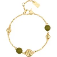 Bracciale con rosa e perle verdi