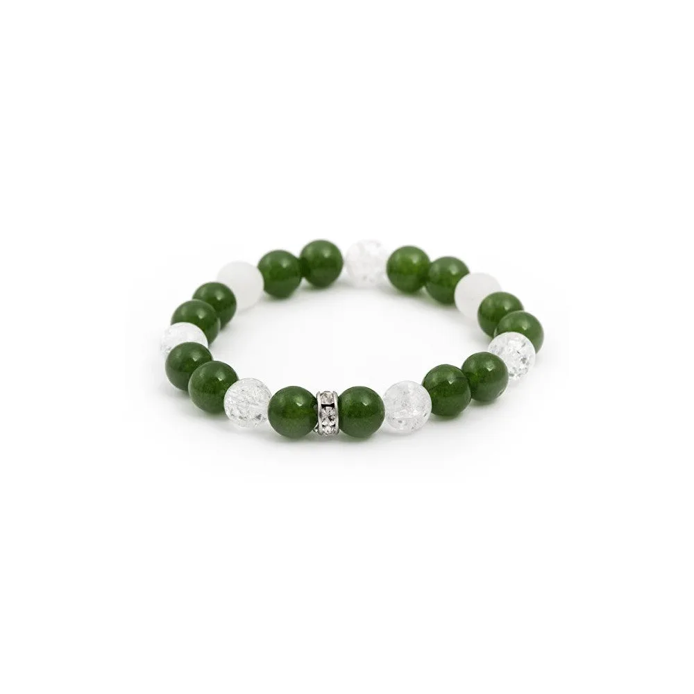 Agato Bracciale giada perline cristallo MINK84/17 — Bracciale – Donna