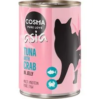 Cosma Asia in gelatina 12 x 400 g Alimento umido per gatti - Tonno con Polpa di granchio – Bianco