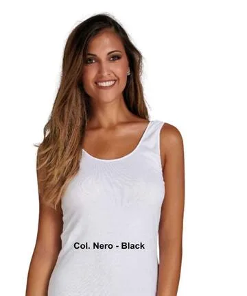 Canottiera donna in cotone makò a spalla larga Infinity 2006 NERO