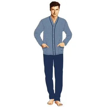 PIGIAMA UOMO APERTO IN JERSEY DI COTONE BIP BIP 3794 (4-7)
