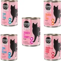 Cosma Asia in gelatina 12 x 400 g Alimento umido per gatti - Mix 2: 1 gusto al Tonno + 4 gusti al Pollo – Bianco