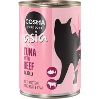 Cosma Asia in gelatina 12 x 400 g Alimento umido per gatti - Tonno con Manzo – Bianco