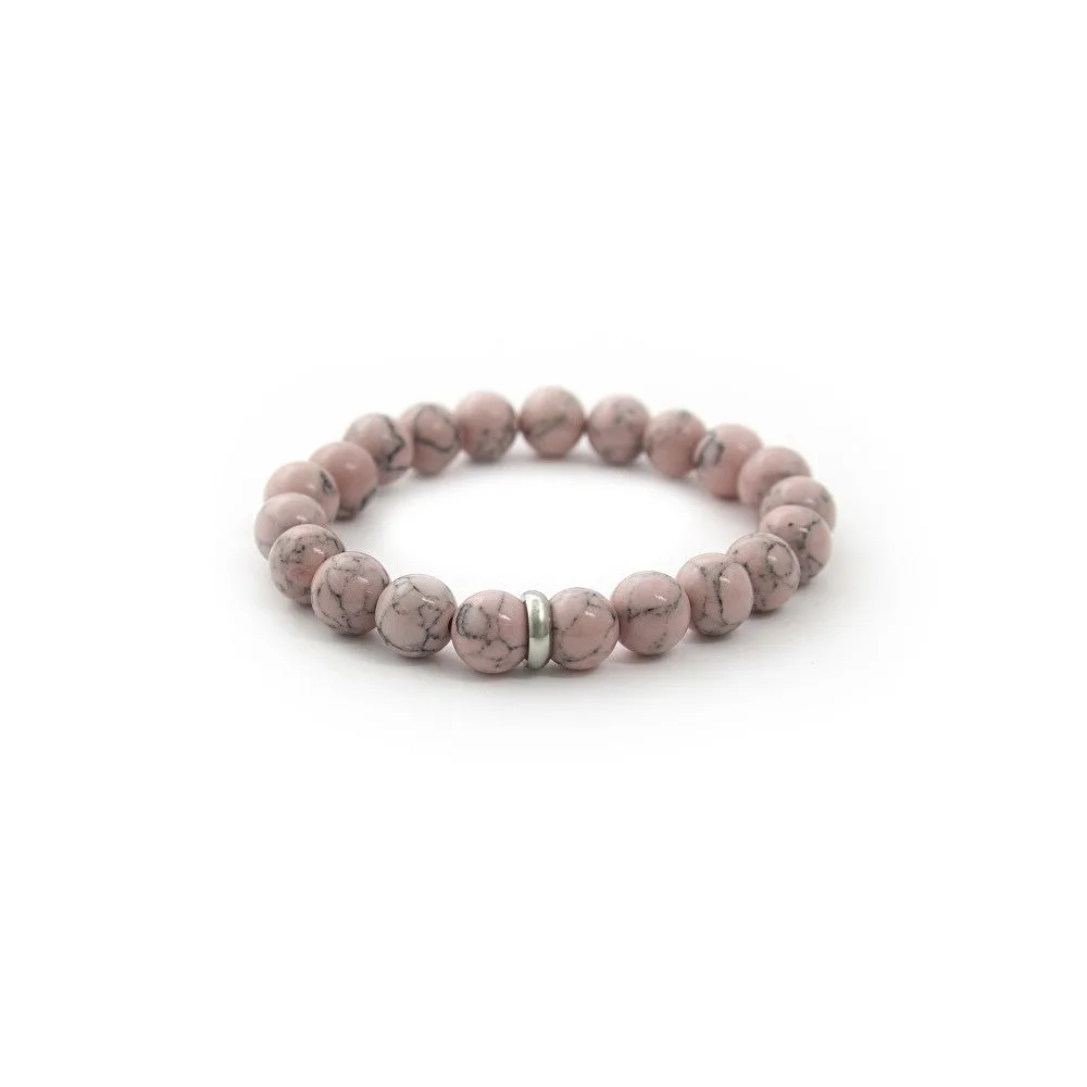 Agato Bracciale perline howlite rosa MINK38/17 — Bracciale – Donna
