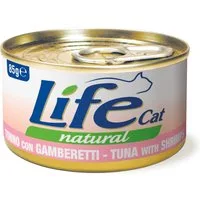 LifeCat Natural Adult Alimento umido per gatti 12 x 85 g - Tonno con Gamberetti