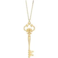 Collana lunga con pendente chiave con quadrifoglio