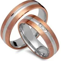 Alianzas 14 quilates oro rojo-blanco 3 diamantes