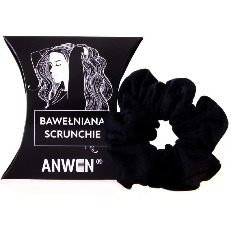 Anwen Bawelniana Scrunchie Elastico Capelli nero Cotone — Accessorio capelli
