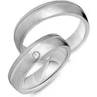 Alianzas 14 quilates oro blanco con diamante