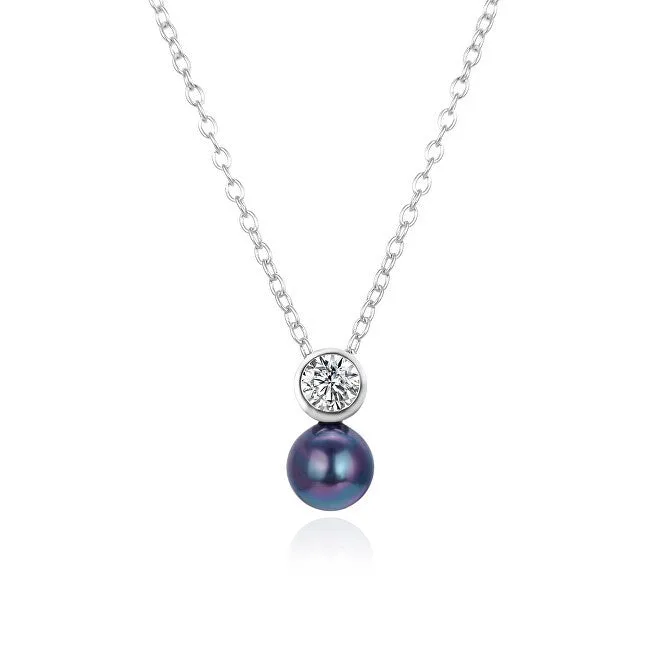 Agato Collana argento perla nera AGS1557/47P-BLACK — Collana – Donna