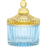 Contenitore in vetro piccolo, blu e giallo