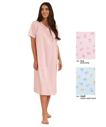 Camicia da notte a manica corta in tessuto di cotone Linclalor 30864 – Donna