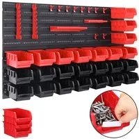 Gereedschapswand ZwartRood 43-delig Stapelboxen – 54x16.5x47.5cm
