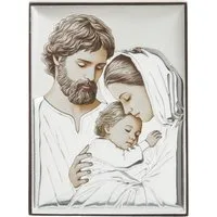 Icona Sacra famiglia ceramica 10x7 cm con argento Miro Silver