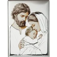 Icona Sacra famiglia ceramica 21x15 cm con argento Miro Silver