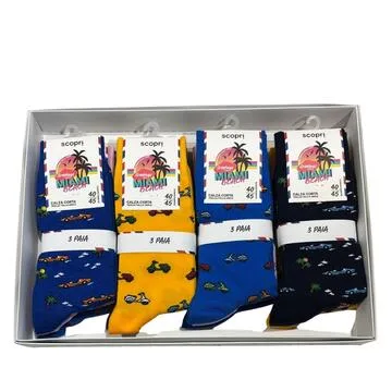 Calzino corto da uomo in cotone elasticizzato Scopri Prisco Miami C TRI-PACK – Giallo