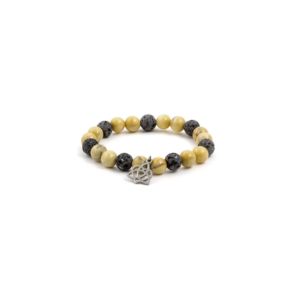 Agato Bracciale perline pietra lavica e howlite MINK107/17 — Bracciale – Unisex