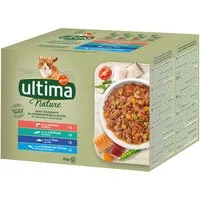 Ultima Cat Nature 48 x 85 g Pacco misto per gatto - Selezione di Pesce: Salmone, Tonno, Pesce oceanico & Merluzzo