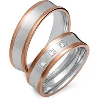 Alianzas 14 quilates oro rojo-blanco 3 diamantes