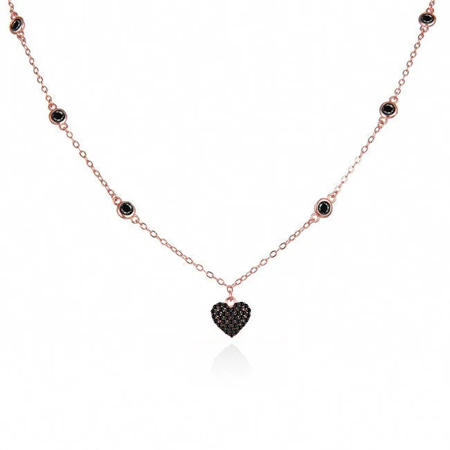 Agato Collana bronzo con zirconi neri AGS1583/47-BK-ROSE — Collana – Oro · Donna