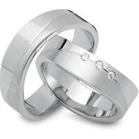 Alianzas 14 quilates oro blanco 3 diamantes
