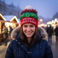 Cappello natalizio Merry Christmas pompon