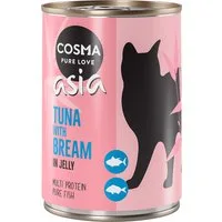 Cosma Asia in gelatina 12 x 400 g Alimento umido per gatti - Tonno con Nemiptero – Bianco