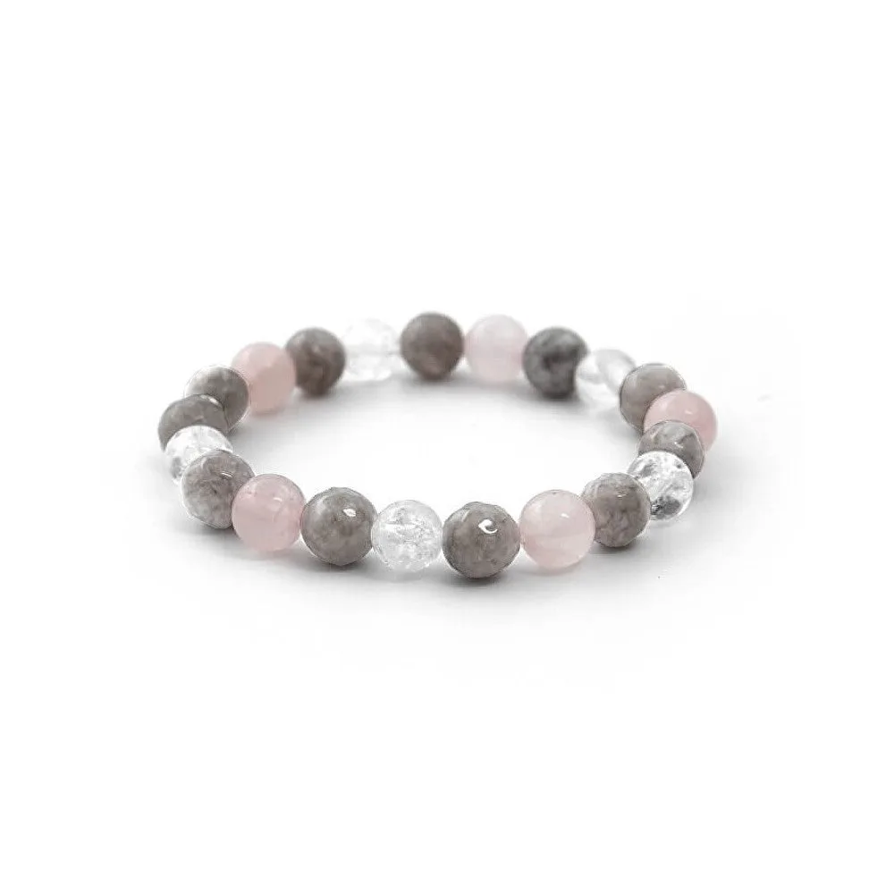Agato Bracciale perline rosmarino, giada e cristallo MINK125/17 — Bracciale – Unisex
