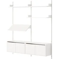 Living Étagère Bibliothèque Avec Portes Basses Blanc