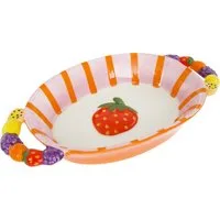 Piatto portata con manici fragola Florafruit ceramica