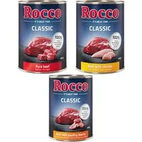 Rocco Classic 12 x 400 g Alimento umido per cani - Mix Top seller: Manzo puro, Manzo con Cuori di Pollame, Manzo con Pollo