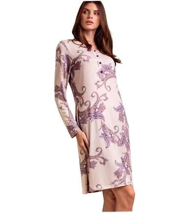 Camicia da notte in viscosa pesante fantasia Lormar Pashmina PAS633823 – Donna