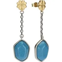 Orecchini pendenti con quadrifoglio e pietra – Blu · Donna
