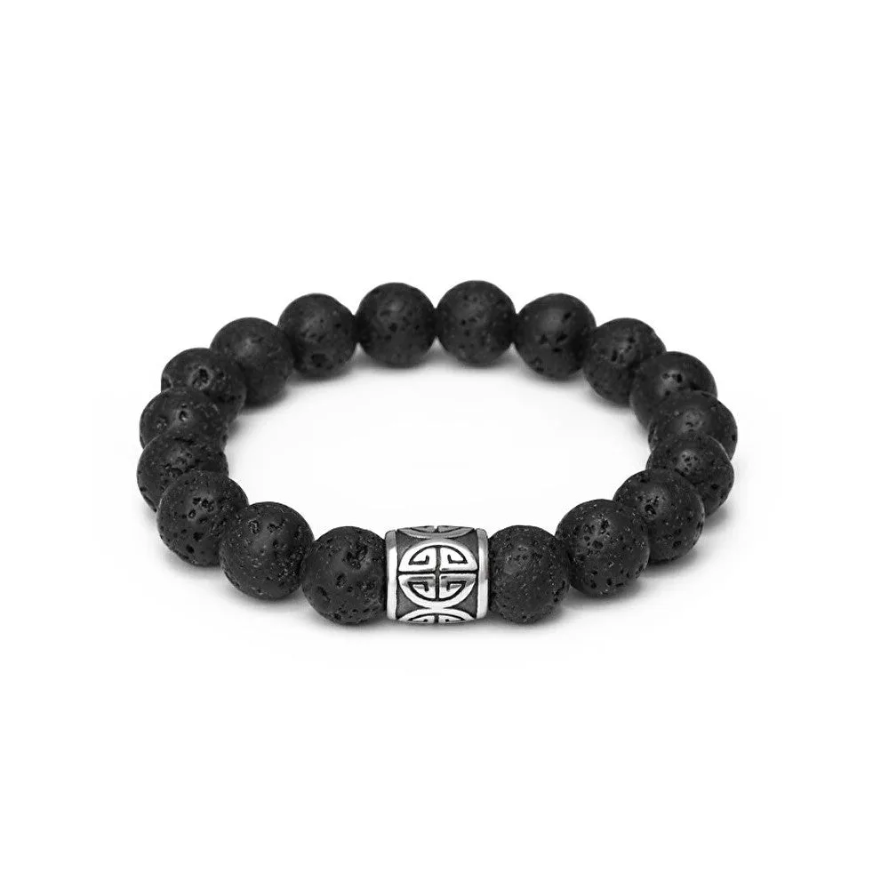 Agato Bracciale perline pietra lavica MINK165/21 — Bracciale – Unisex
