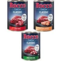 Rocco Classic 12 x 400 g Alimento umido per cani - Mix Esclusivo: Manzo puro, Manzo con Salmone, Manzo con Anatra
