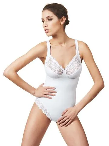 Body modellante in microfibra e pizzo Papillon S/188 Coppa C – Bianco · Donna