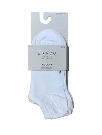 Minicalza unisex in cotone elasticizzato Scopri Bravo TRI-PACK – Bianco