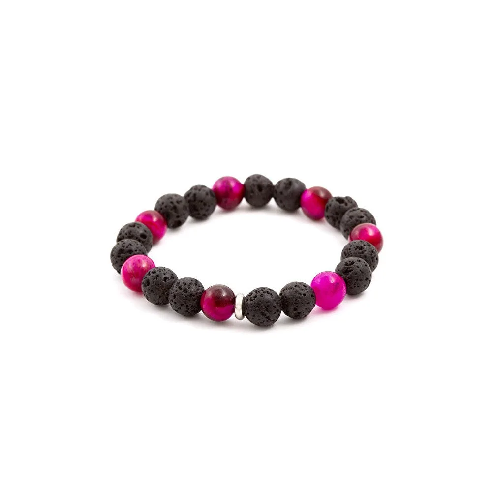 Agato Bracciale perline occhio di tigre e pietra lavica MINK20/17 — Bracciale – Unisex
