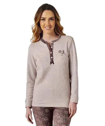 Pigiama donna calibrato in caldo jersey di cotone lanato Irge CDPM240 – 2XL