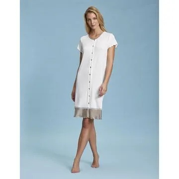 CAMICIA DA NOTTE DONNA MANICA CORTA APERTA ANDRA 7412