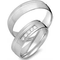 Alianzas 14 quilates oro blanco 5 diamantes