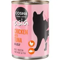 Cosma Asia in gelatina 12 x 400 g Alimento umido per gatti - Pollo con Tonno – Bianco