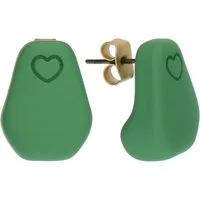 Orecchini pin in resina cuore piccolo – Verde · Donna