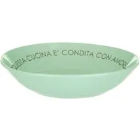 Piatto fondo salvia con scritta 20 cm in stoneware – Verde