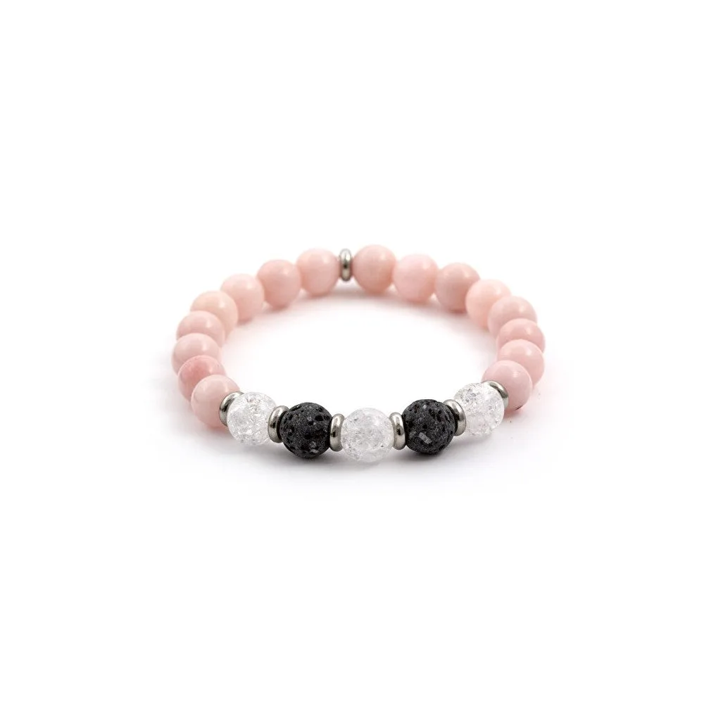 Agato Bracciale pietra lavica, giada e perline di cristallo MINK35/17 — Bracciale – Unisex
