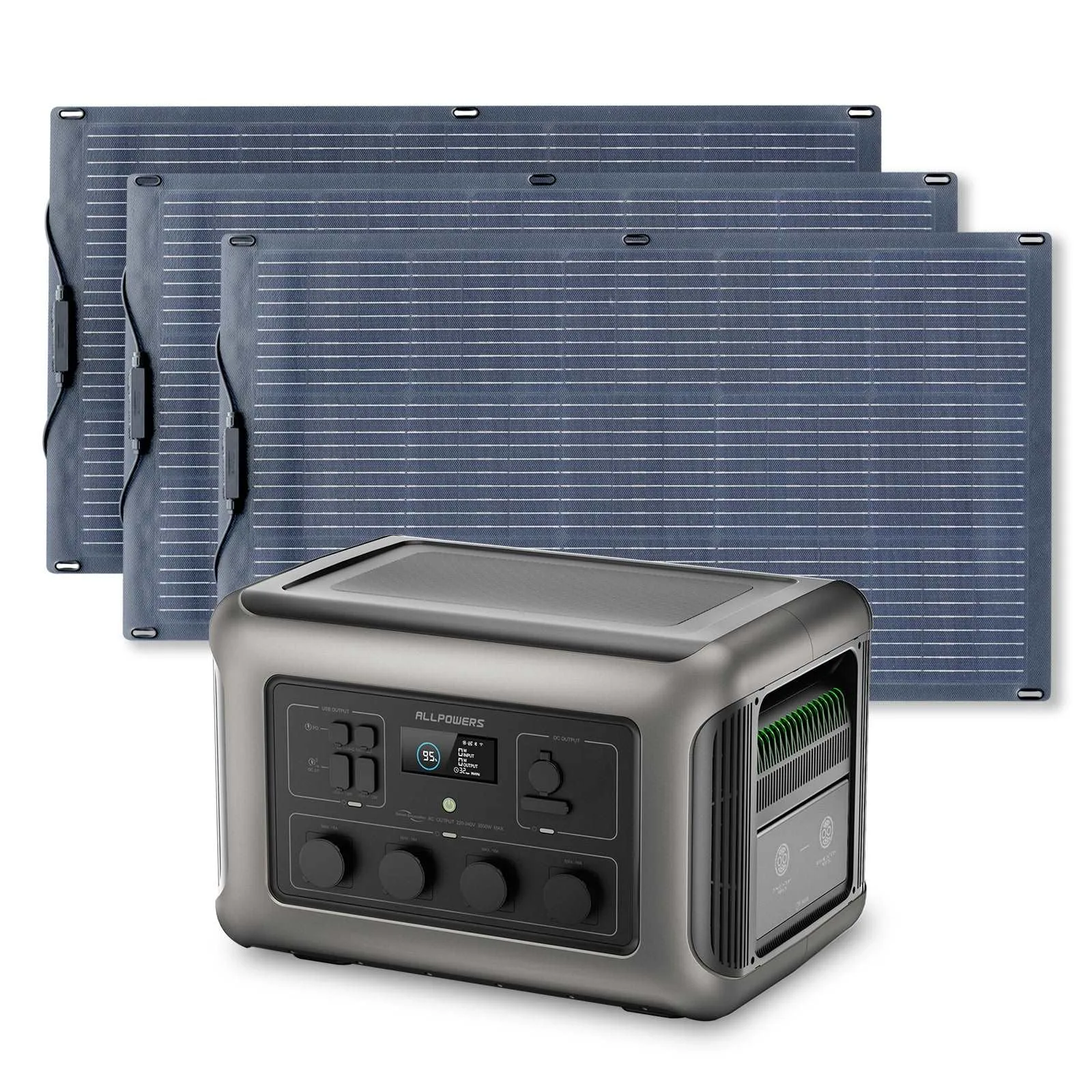 ALLPOWERS 3500W Generatore Solare (R3500 + SF100 100W Pannello Solare Flessibile) - R3500 + 3PCS SF100 Pannello solare 100W