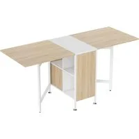 HOMCOM Tavolo Pieghevole, Scrivania a Scomparsa Rovere  bianco 169 × 62 × 75cm