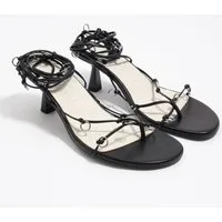 Sandale à talon en cuir noir avec piercings – 41 · Donna