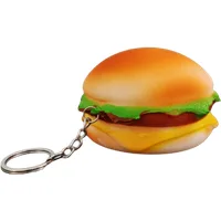 Squishy Burger Stress Relief Squeeze Toy With Keychain - 8 × 5 cm
